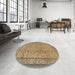 Round Traditional Reddish Brown Persian Rug in a Office, tr4808