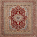 Round Machine Washable Traditional Brown Red Rug, wshtr480