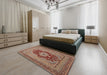 Machine Washable Traditional Brown Red Rug in a Bedroom, wshtr480