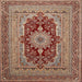 Square Traditional Brown Red Medallion Rug, tr480