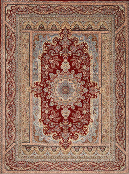 Machine Washable Traditional Brown Red Rug, wshtr480