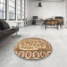 Round Machine Washable Traditional Mahogany Brown Rug in a Office, wshtr4810