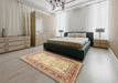 Traditional Brown Gold Persian Rug in a Bedroom, tr4811