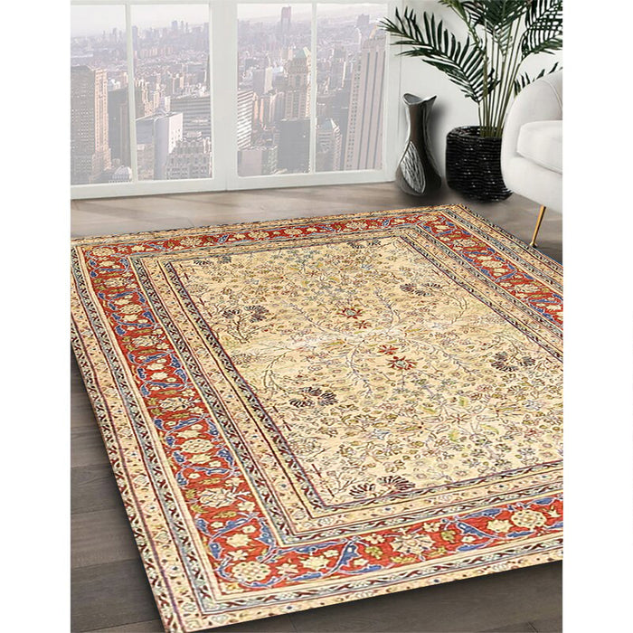 Machine Washable Traditional Brown Gold Rug in a Family Room, wshtr4811