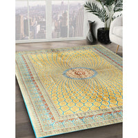 Traditional Copper Green Medallion Rug, tr4812