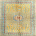 Square Traditional Copper Green Medallion Rug, tr4812