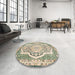 Round Machine Washable Traditional Gold Rug in a Office, wshtr4813