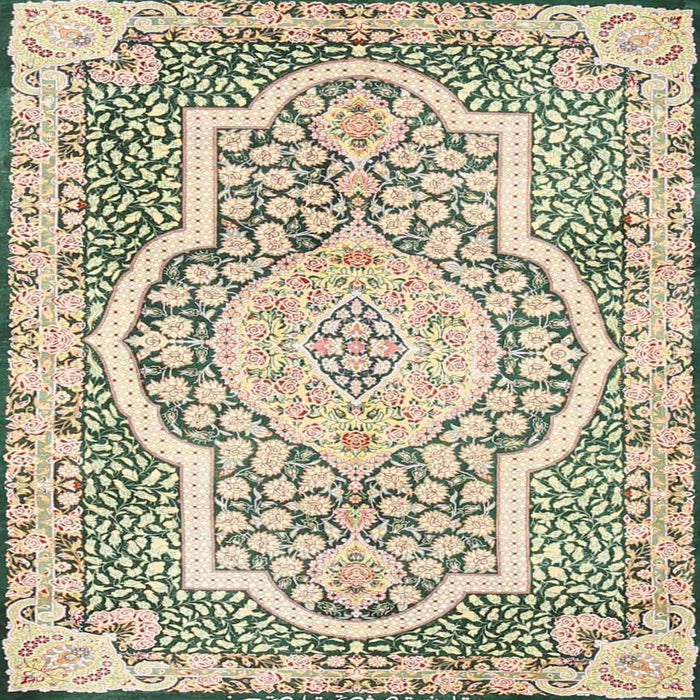 Square Traditional Golden Blonde Gold Medallion Rug, tr4813