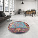 Round Machine Washable Traditional Dark Gray Rug in a Office, wshtr4815