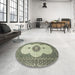 Round Traditional Tan Brown Medallion Rug in a Office, tr4816