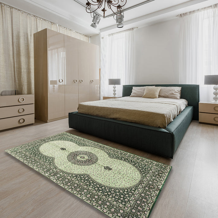 Machine Washable Traditional Tan Brown Rug in a Bedroom, wshtr4816
