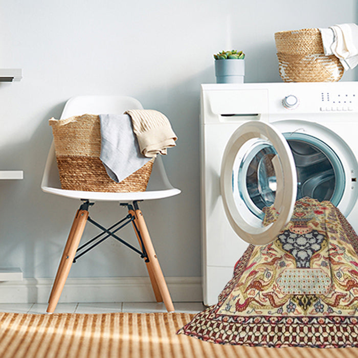 Machine Washable Traditional Sienna Brown Rug in a Washing Machine, wshtr4819