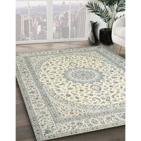 Traditional Gunmetal Gray Medallion Rug, tr481