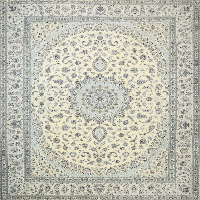 Square Traditional Gunmetal Gray Medallion Rug, tr481