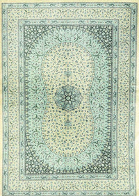 Machine Washable Traditional Green Rug, wshtr4820