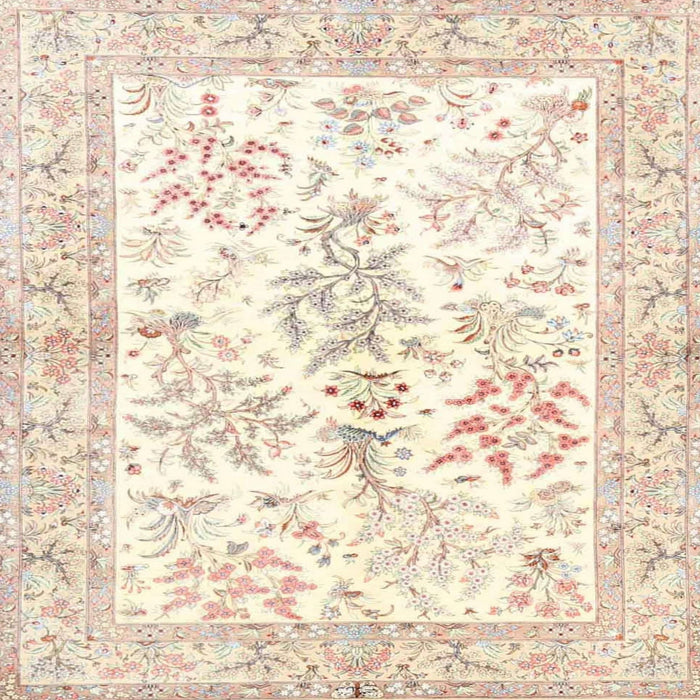 Round Machine Washable Traditional Peach Beige Rug, wshtr4821