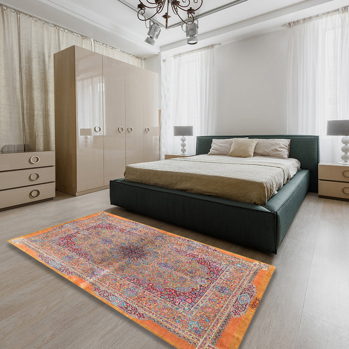Traditional Cherry Red Persian Rug in a Bedroom, tr4822