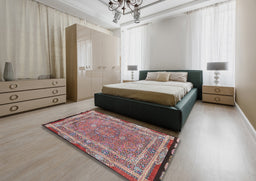 Traditional Brown Red Persian Rug in a Bedroom, tr4823
