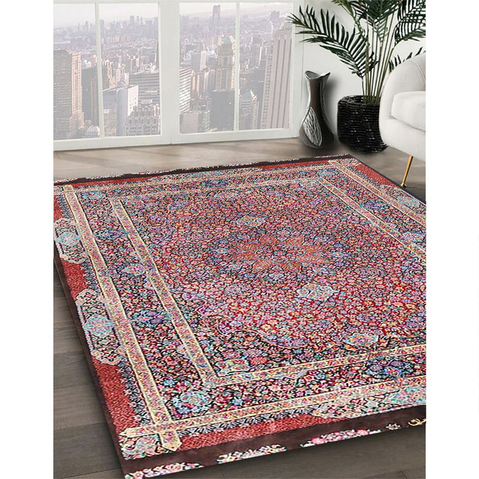 Traditional Brown Red Persian Rug in Family Room, tr4823
