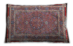 Traditional Classic Rectangular Brown Red Lumbar Throw Pillow, 13 inch by 19 inch, lbtr4823