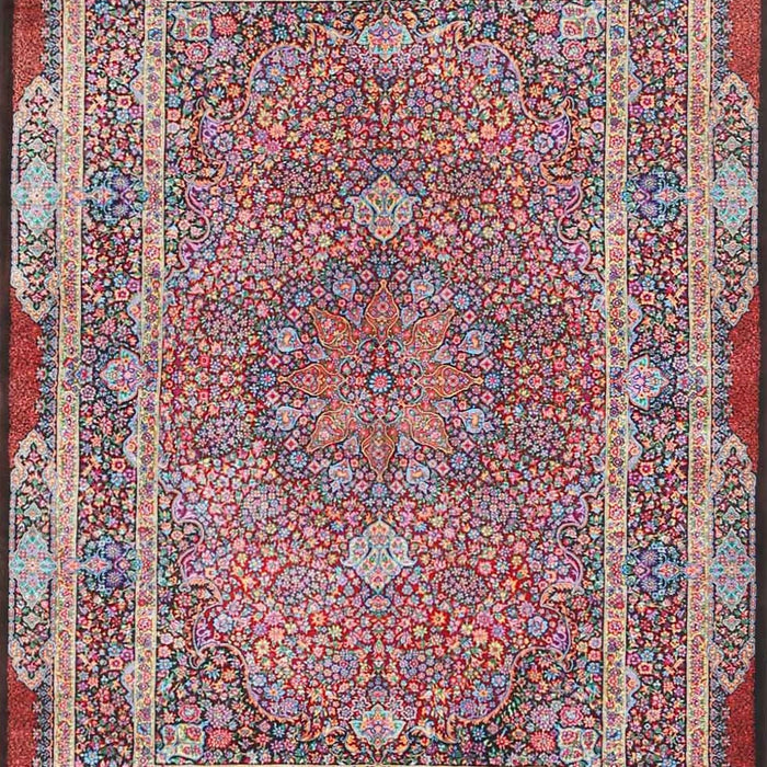Machine Washable Traditional Brown Red Rug, wshtr4823