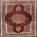 Square Traditional Saffron Red Medallion Rug, tr4824