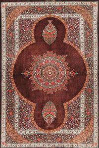 Machine Washable Traditional Saffron Red Rug, wshtr4824