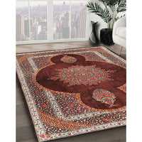 Traditional Saffron Red Medallion Rug, tr4824