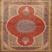 Square Traditional Sand Brown Medallion Rug, tr4825