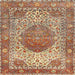 Square Traditional Mahogany Brown Medallion Rug, tr4827