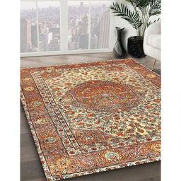 Machine Washable Traditional Mahogany Brown Rug in a Family Room, wshtr4827