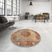 Round Machine Washable Traditional Mahogany Brown Rug in a Office, wshtr4827