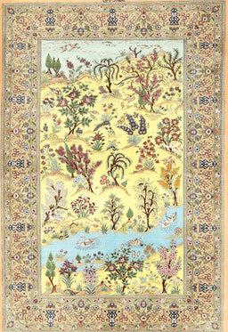 Machine Washable Traditional Gold Rug, wshtr4828