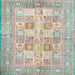 Square Traditional Pale Silver Gray Persian Rug, tr4829