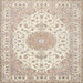 Square Traditional Camel Brown Medallion Rug, tr482