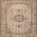 Square Traditional Sienna Brown Medallion Rug, tr4831