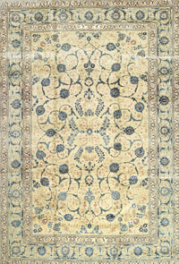 Machine Washable Traditional Khaki Gold Rug, wshtr4832