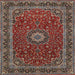 Square Traditional Deep Red Medallion Rug, tr483