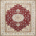 Square Traditional Desert Sand Beige Medallion Rug, tr484