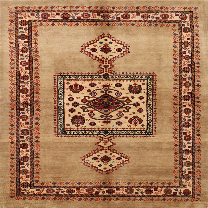Square Traditional Mahogany Brown Persian Rug, tr486