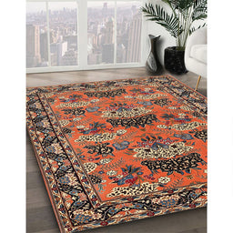 Machine Washable Traditional Saffron Red Rug in a Family Room, wshtr487