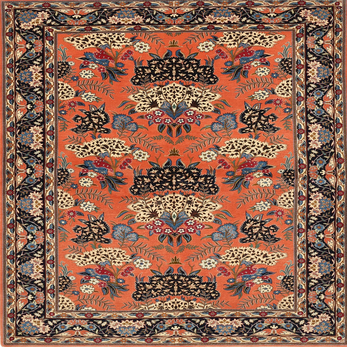 Square Traditional Saffron Red Persian Rug, tr487