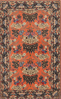 Machine Washable Traditional Saffron Red Rug, wshtr487