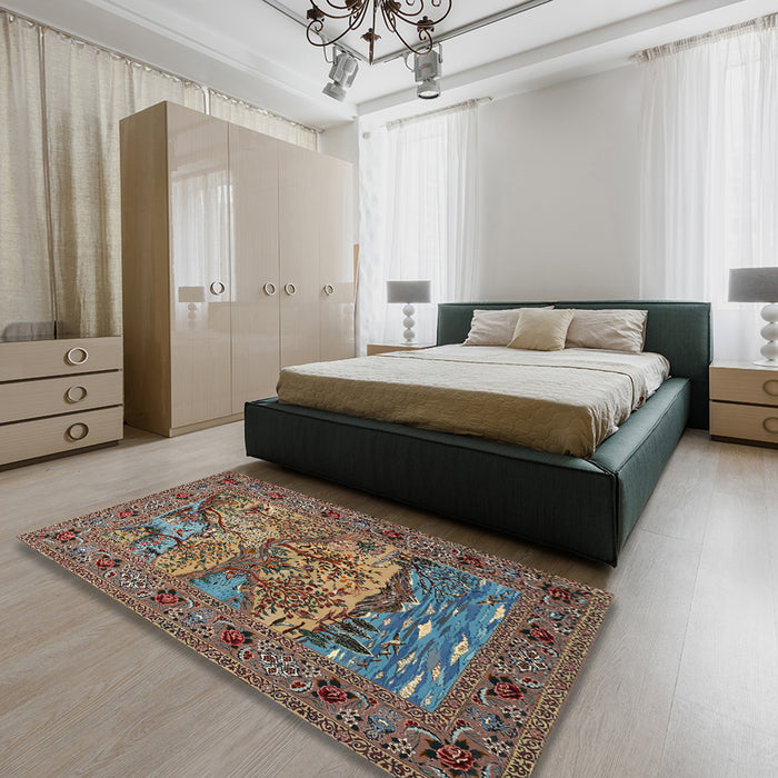 Traditional Brown Animal Rug in a Bedroom, tr488