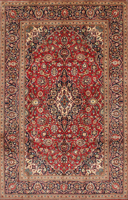 Machine Washable Traditional Saffron Red Rug, wshtr48