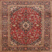 Square Traditional Saffron Red Medallion Rug, tr48