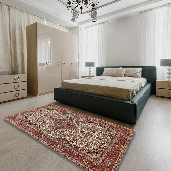 Traditional Red Medallion Rug in a Bedroom, tr490