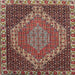 Square Traditional Dark Almond Brown Medallion Rug, tr492