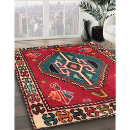 Traditional Dark Almond Brown Persian Rug in Family Room, tr493
