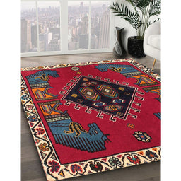 Traditional Red Persian Rug in Family Room, tr494